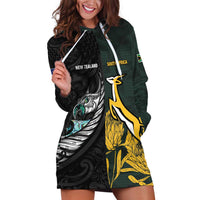 New Zealand and South Africa Rugby Custom Hoodie Dress Silver Fern With Springboks