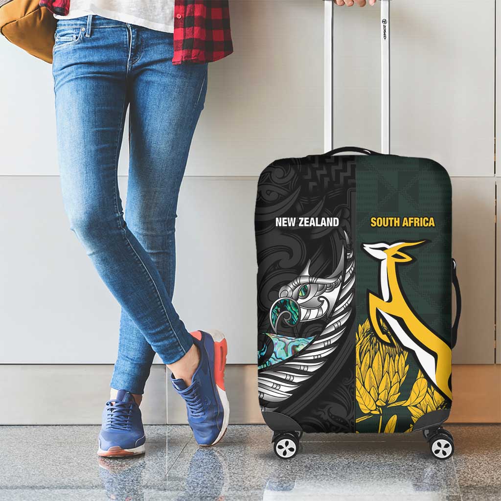 New Zealand and South Africa Rugby Luggage Cover Silver Fern With Springboks
