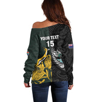 New Zealand and South Africa Rugby Custom Off Shoulder Sweater Silver Fern With Springboks