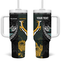 New Zealand and South Africa Rugby Custom Tumbler With Handle Silver Fern With Springboks