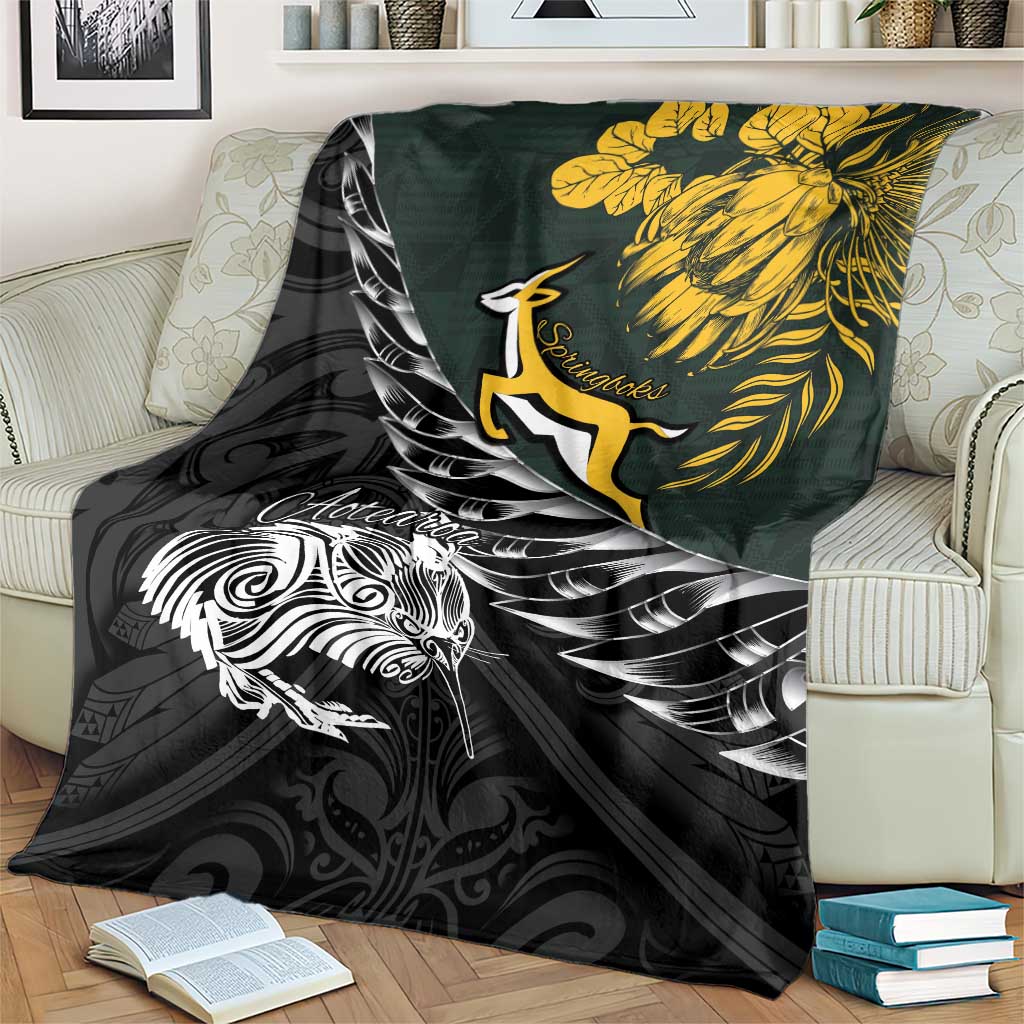 New Zealand and South Africa Rugby Blanket Maori Kiwi With Springboks