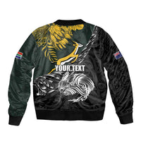 New Zealand and South Africa Rugby Personalised Bomber Jacket Maori Kiwi With Springboks