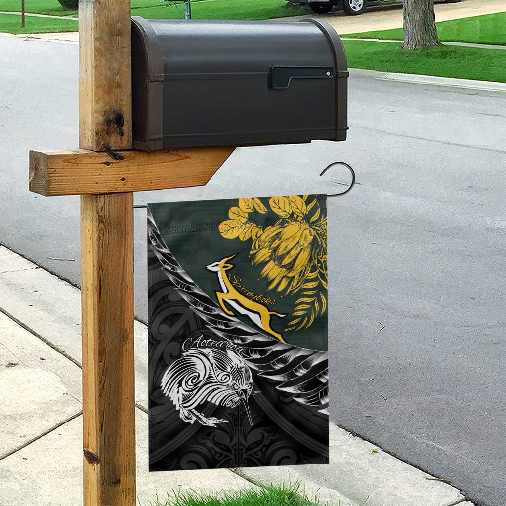 New Zealand and South Africa Rugby Garden Flag Maori Kiwi With Springboks