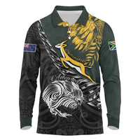 New Zealand and South Africa Rugby Personalised Long Sleeve Polo Shirt Maori Kiwi With Springboks