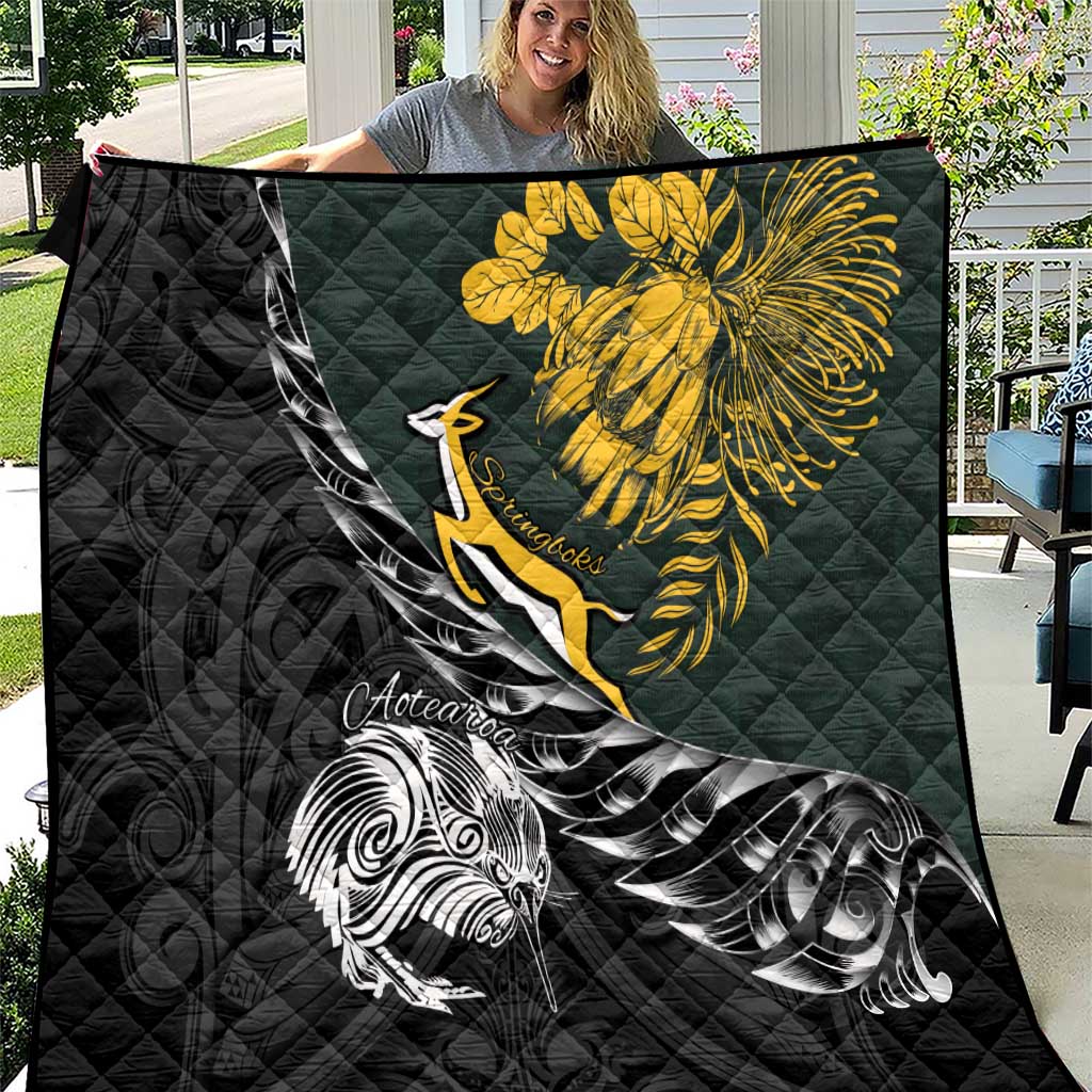 New Zealand and South Africa Rugby Quilt Maori Kiwi With Springboks