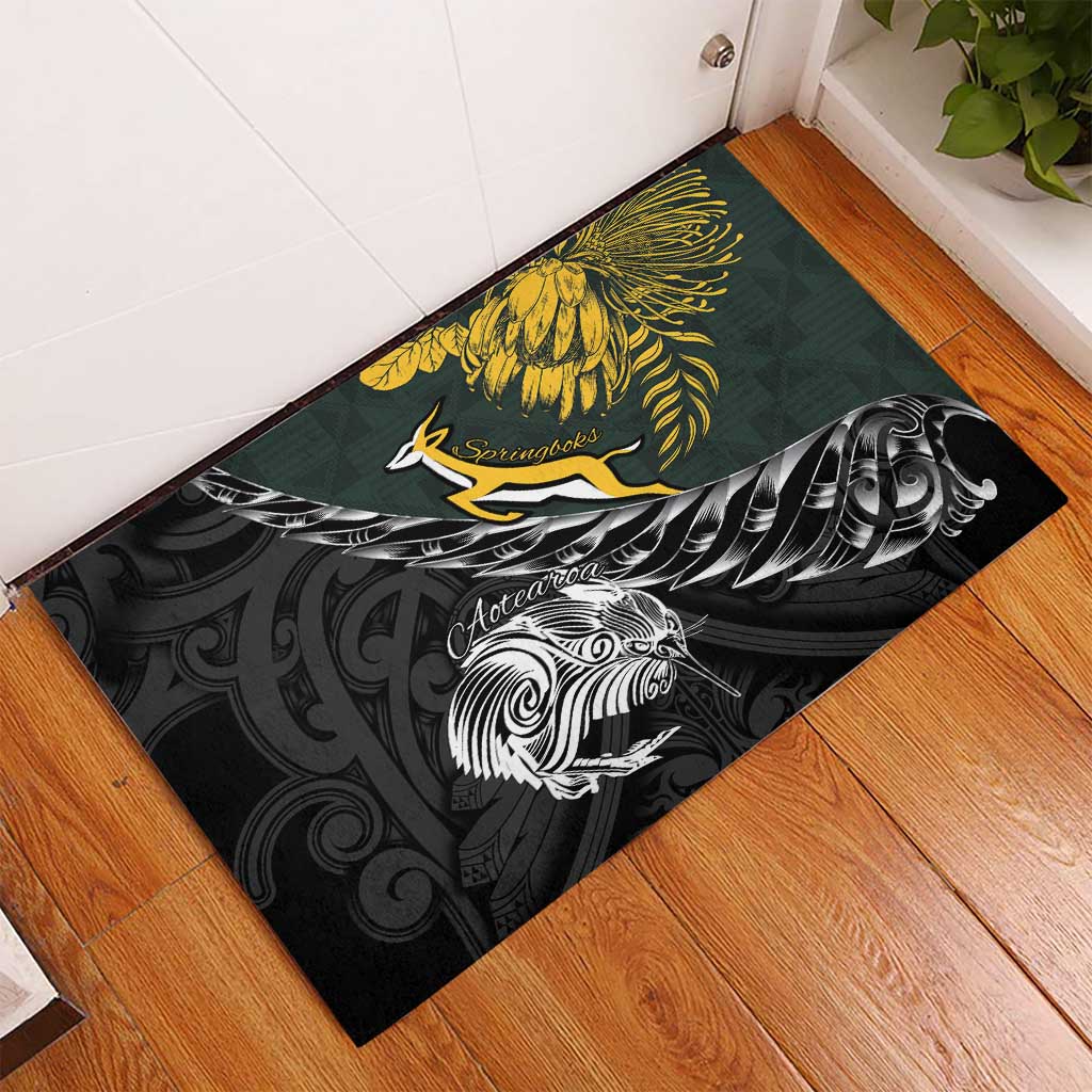 New Zealand and South Africa Rugby Rubber Doormat Maori Kiwi With Springboks