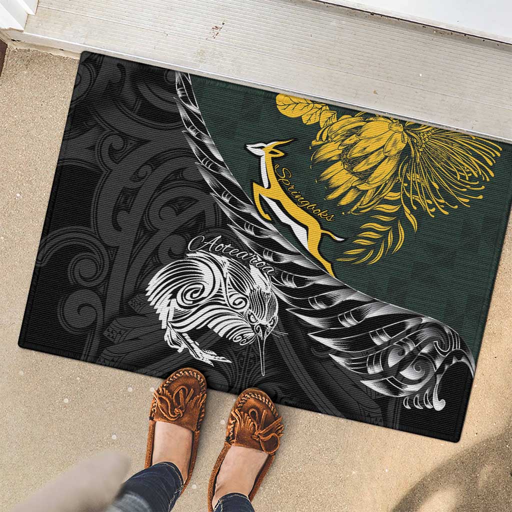 New Zealand and South Africa Rugby Rubber Doormat Maori Kiwi With Springboks