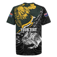 New Zealand and South Africa Rugby Personalised Rugby Jersey Maori Kiwi With Springboks