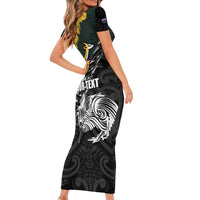 New Zealand and South Africa Rugby Personalised Short Sleeve Bodycon Dress Maori Kiwi With Springboks