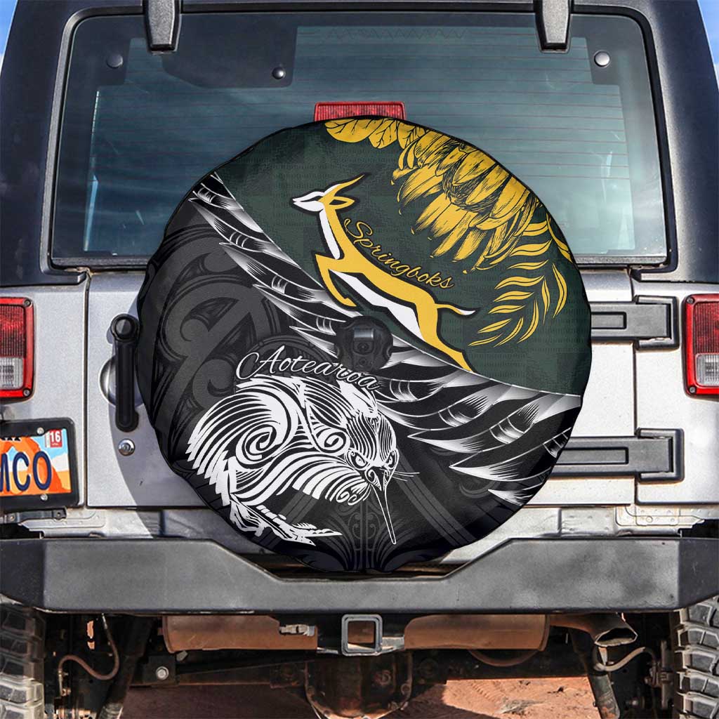 New Zealand and South Africa Rugby Spare Tire Cover Maori Kiwi With Springboks