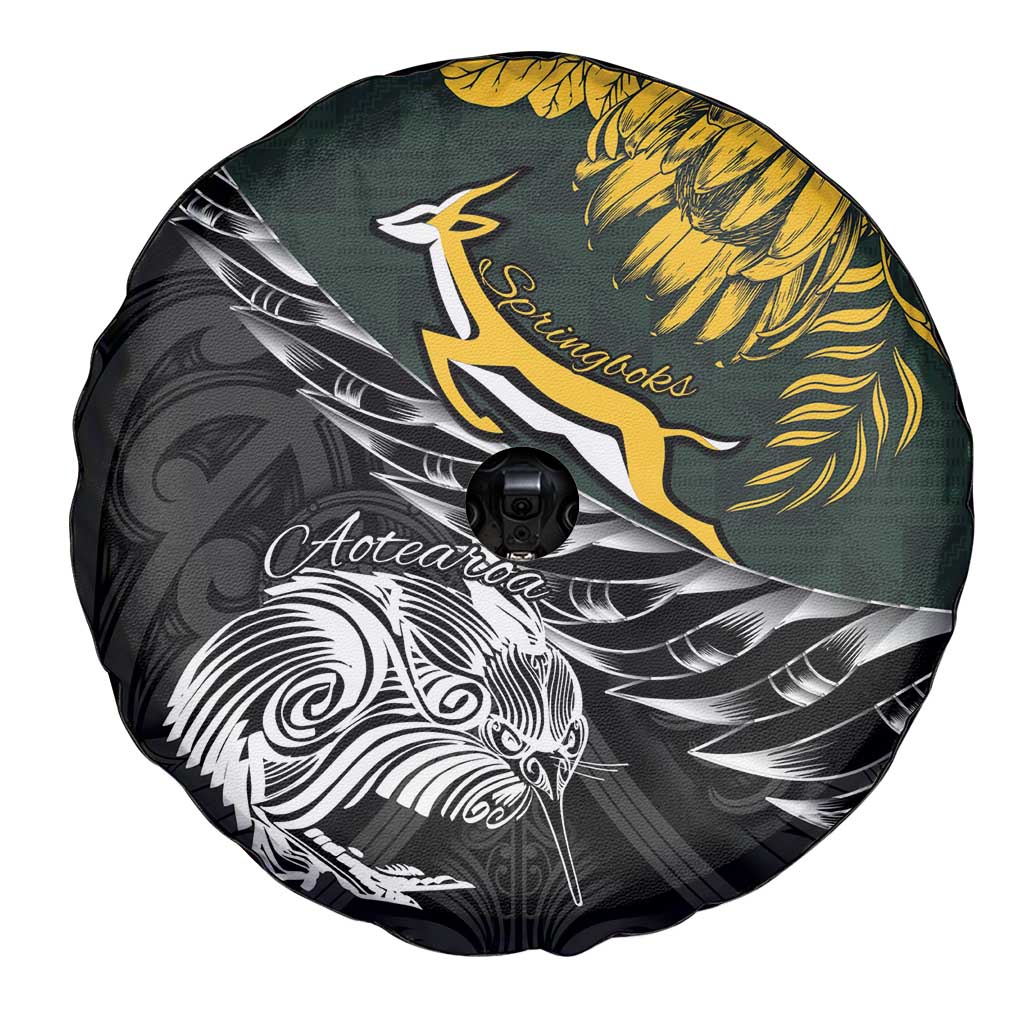 New Zealand and South Africa Rugby Spare Tire Cover Maori Kiwi With Springboks