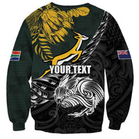 New Zealand and South Africa Rugby Personalised Sweatshirt Maori Kiwi With Springboks