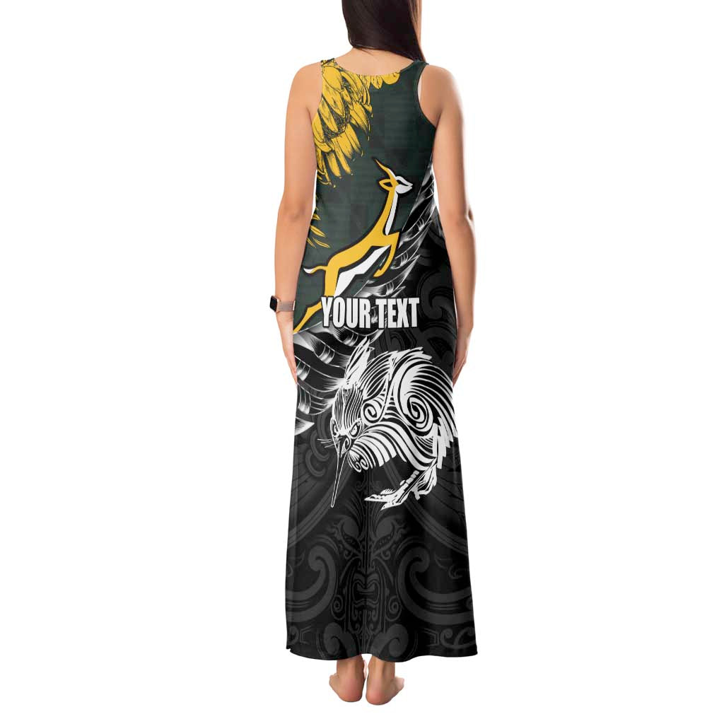 New Zealand and South Africa Rugby Personalised Tank Maxi Dress Maori Kiwi With Springboks