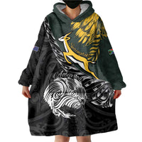 New Zealand and South Africa Rugby Personalised Wearable Blanket Hoodie Maori Kiwi With Springboks