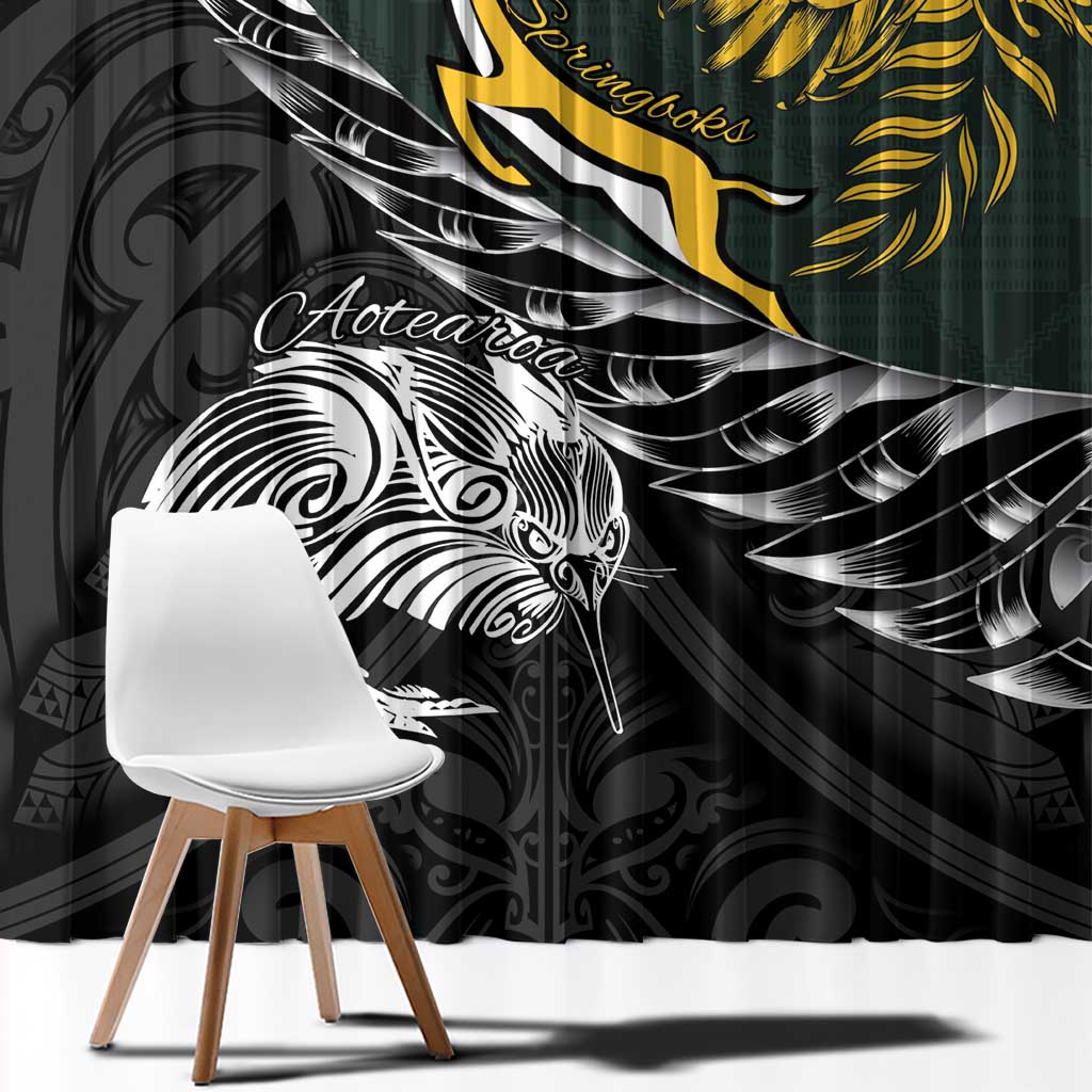 New Zealand and South Africa Rugby Window Curtain Maori Kiwi With Springboks