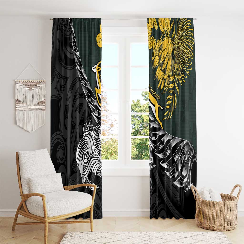 New Zealand and South Africa Rugby Window Curtain Maori Kiwi With Springboks