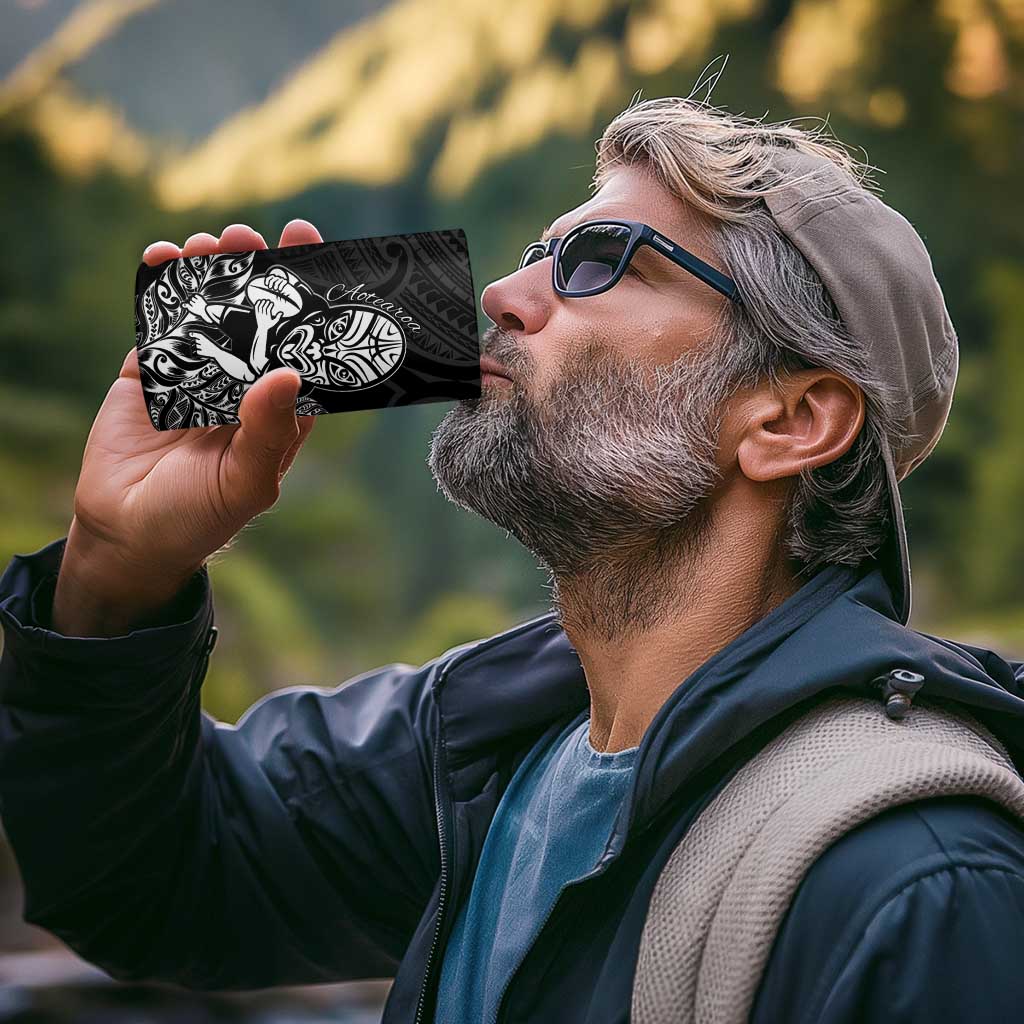 New Zealand Silver Fern Rugby Custom 4 in 1 Can Cooler Tumbler Maori Tiki Black Version