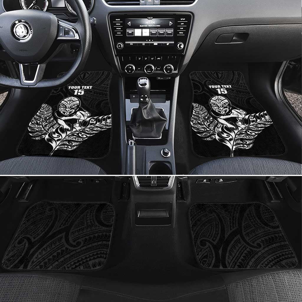 New Zealand Silver Fern Rugby Custom Car Mats Maori Tiki Black Version