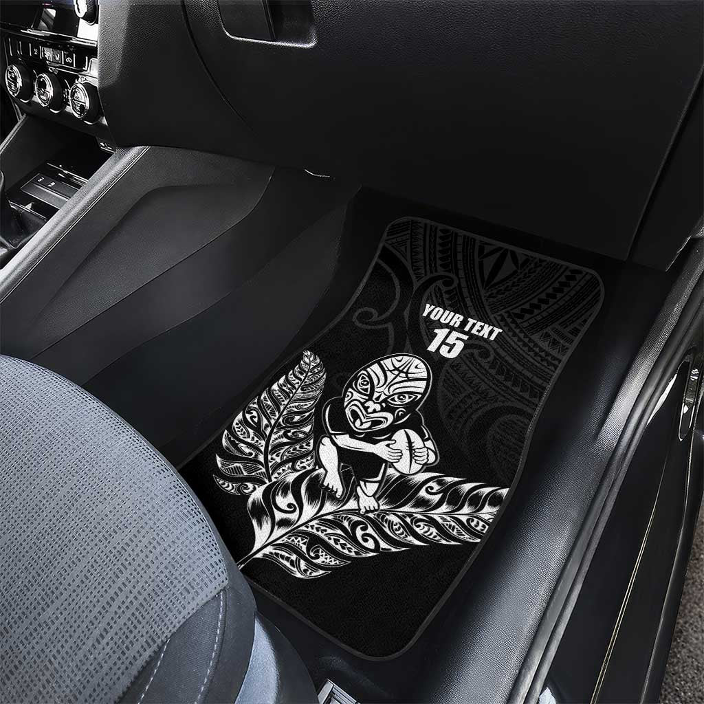 New Zealand Silver Fern Rugby Custom Car Mats Maori Tiki Black Version