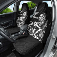 New Zealand Silver Fern Rugby Custom Car Seat Cover Maori Tiki Black Version