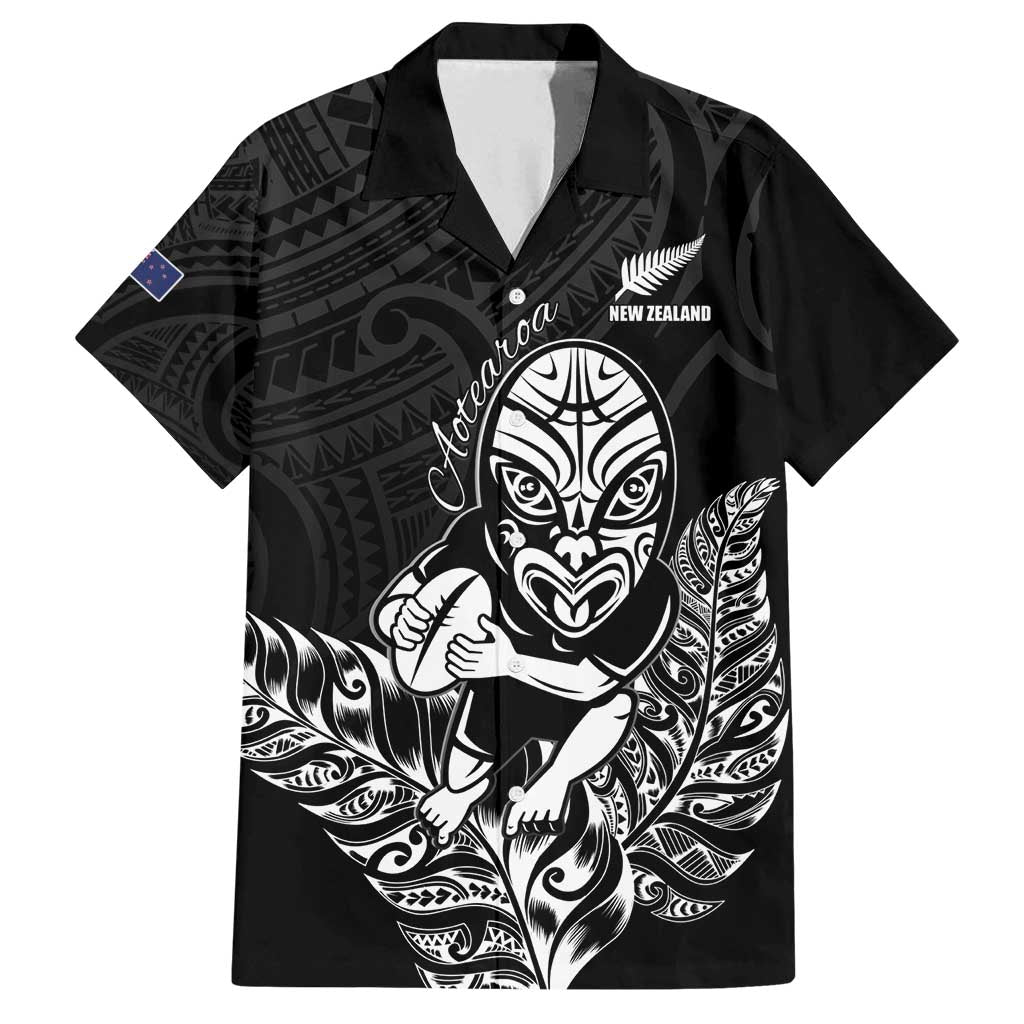 New Zealand Silver Fern Rugby Custom Family Matching Long Sleeve Bodycon Dress and Hawaiian Shirt Maori Tiki Black Version