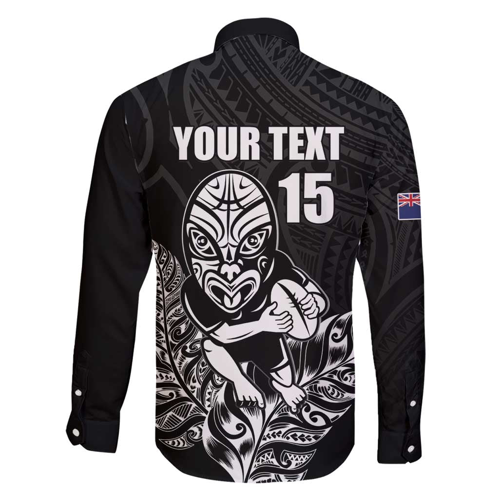 New Zealand Silver Fern Rugby Custom Family Matching Short Sleeve Bodycon Dress and Hawaiian Shirt Maori Tiki Black Version