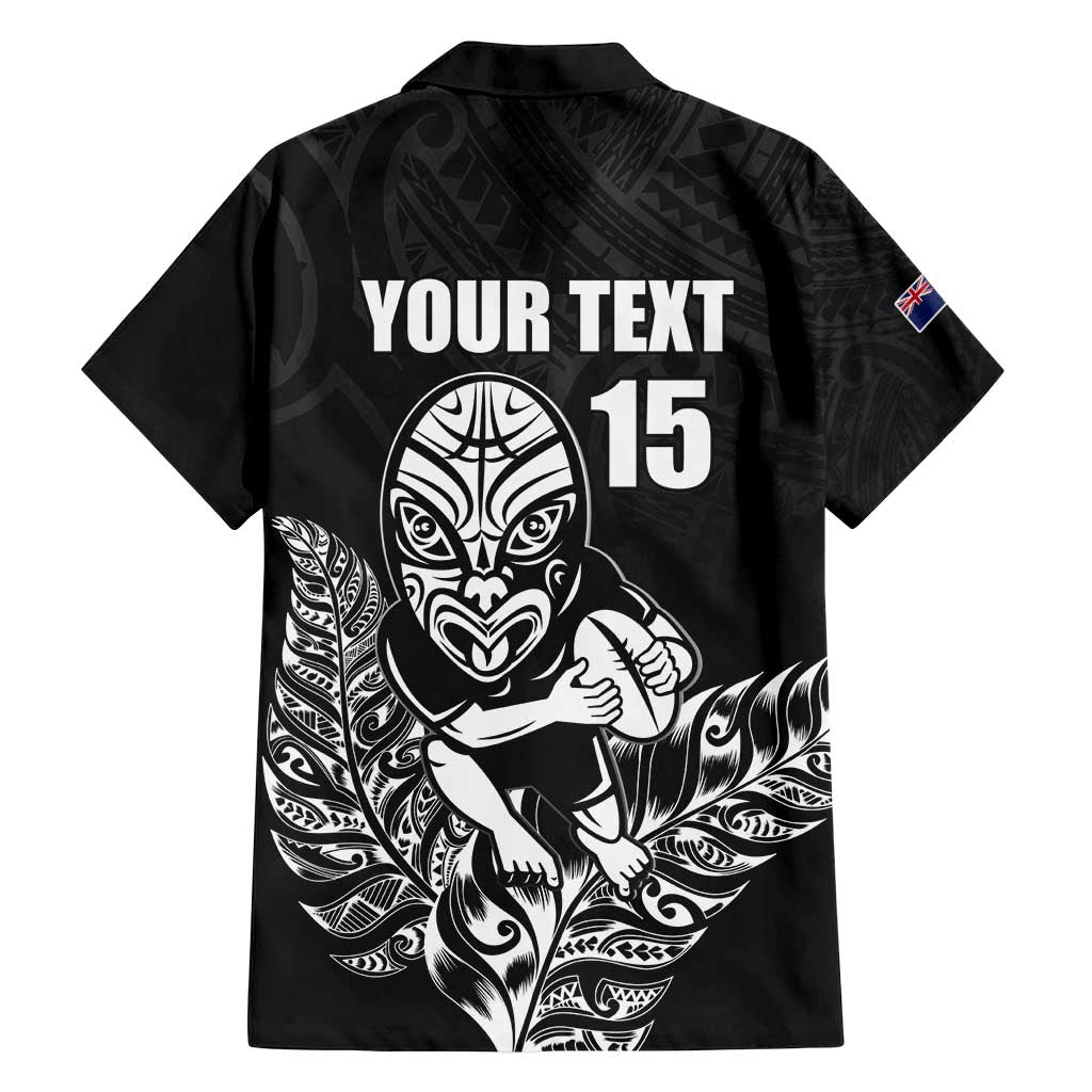 New Zealand Silver Fern Rugby Custom Family Matching Tank Maxi Dress and Hawaiian Shirt Maori Tiki Black Version