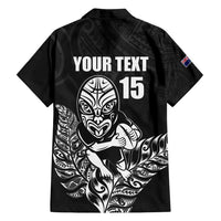 New Zealand Silver Fern Rugby Custom Family Matching Tank Maxi Dress and Hawaiian Shirt Maori Tiki Black Version