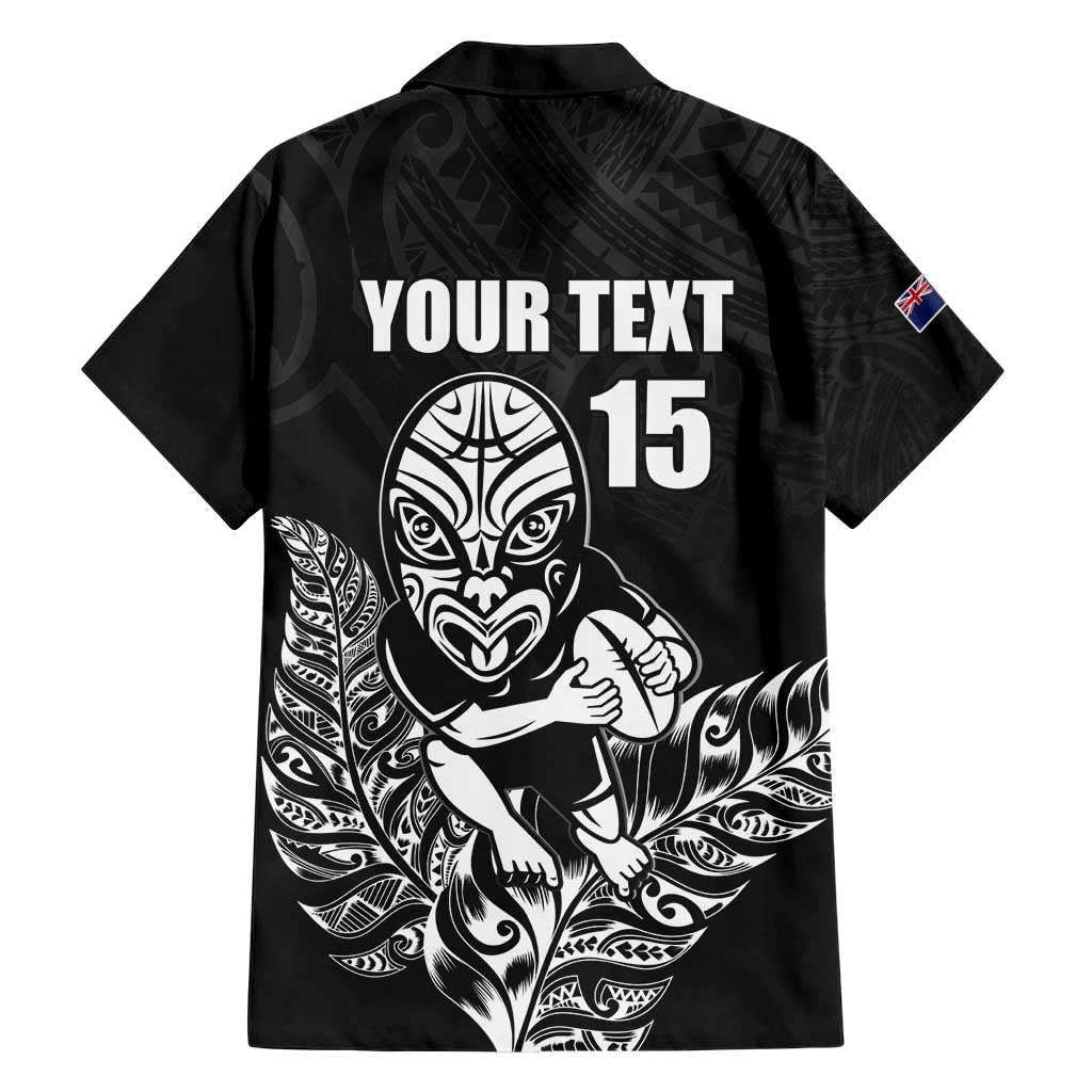 New Zealand Silver Fern Rugby Custom Hawaiian Shirt Maori Tiki Black Version