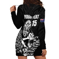 New Zealand Silver Fern Rugby Custom Hoodie Dress Maori Tiki Black Version