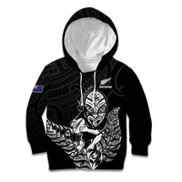 New Zealand Silver Fern Rugby Custom Kid Hoodie Maori Tiki Black Version