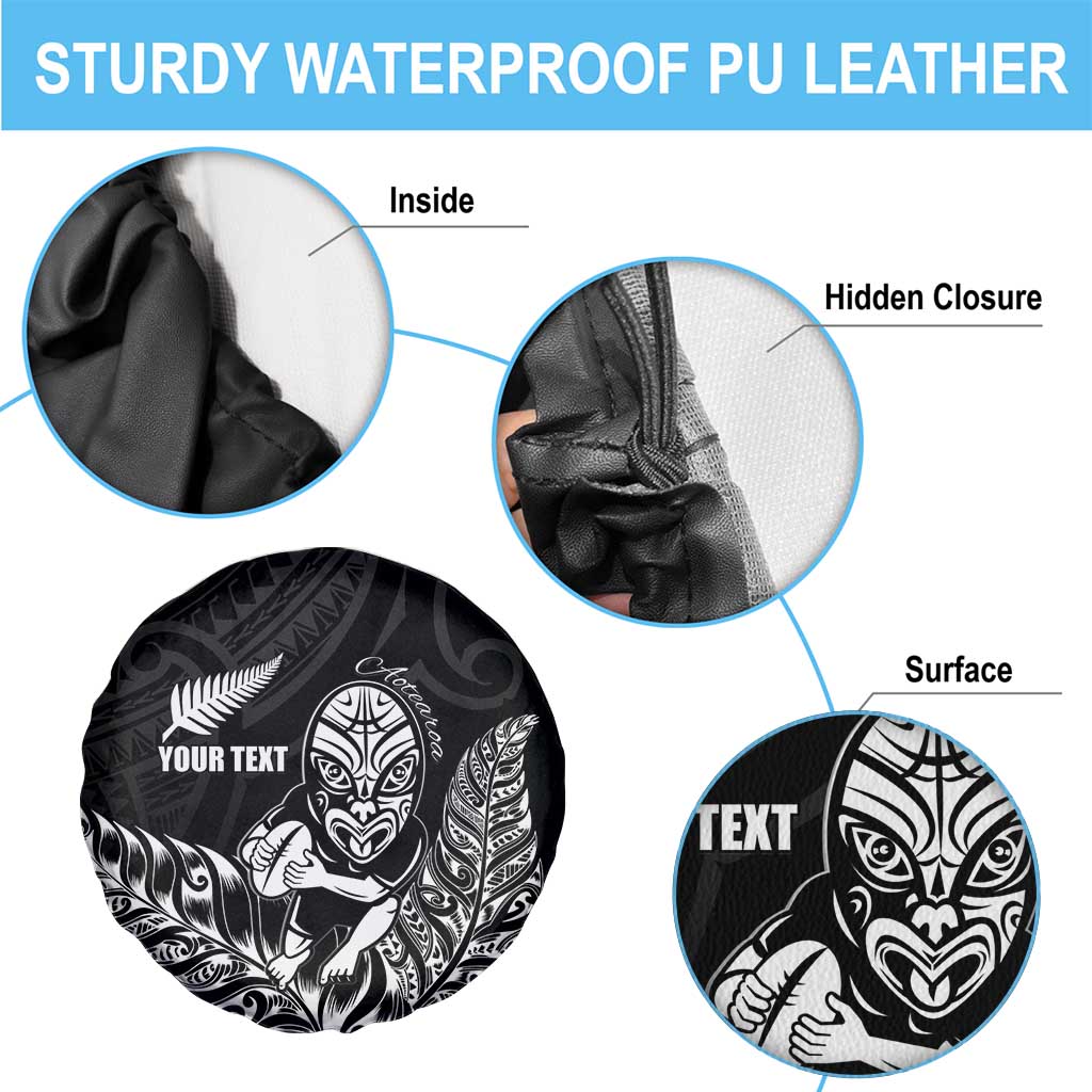 New Zealand Silver Fern Rugby Custom Spare Tire Cover Maori Tiki Black Version