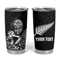 New Zealand Silver Fern Rugby Custom Tumbler Cup Maori Tiki Black Version