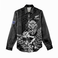 New Zealand Silver Fern Rugby Custom Women Casual Shirt Maori Tiki Black Version