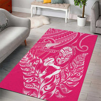New Zealand Silver Fern Rugby Custom Area Rug Maori Tiki Pink Version