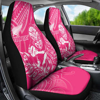 New Zealand Silver Fern Rugby Custom Car Seat Cover Maori Tiki Pink Version