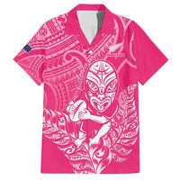 New Zealand Silver Fern Rugby Custom Family Matching Summer Maxi Dress and Hawaiian Shirt Maori Tiki Pink Version