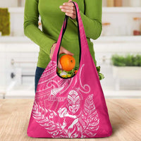 New Zealand Silver Fern Rugby Custom Grocery Bag Maori Tiki Pink Version