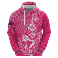 New Zealand Silver Fern Rugby Custom Hoodie Maori Tiki Pink Version