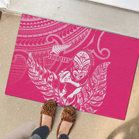 New Zealand Silver Fern Rugby Custom Rubber Doormat Maori Tiki Pink Version