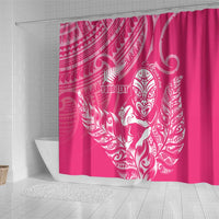 New Zealand Silver Fern Rugby Custom Shower Curtain Maori Tiki Pink Version