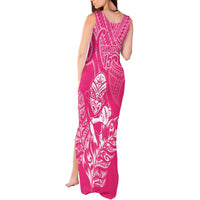 New Zealand Silver Fern Rugby Custom Tank Maxi Dress Maori Tiki Pink Version