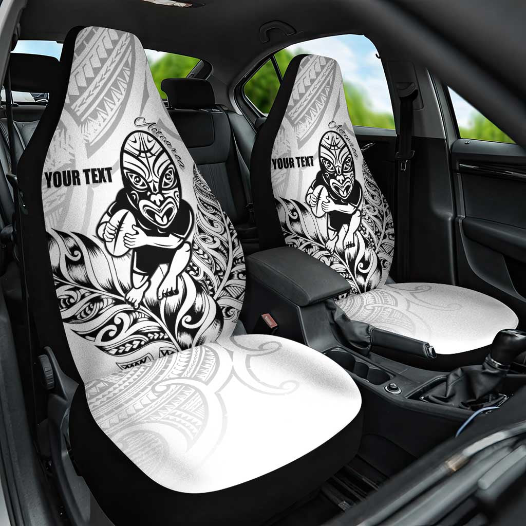 New Zealand Silver Fern Rugby Custom Car Seat Cover Maori Tiki White Version
