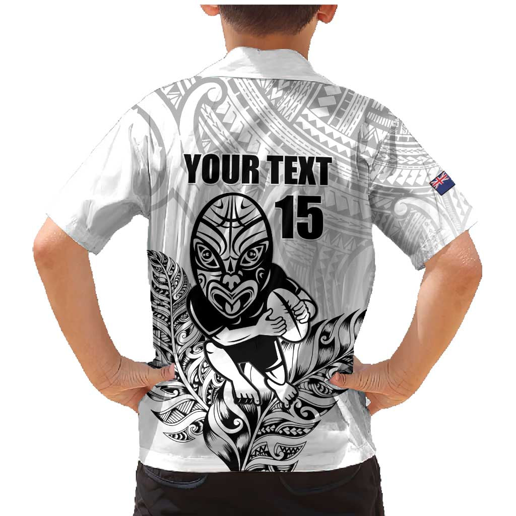 New Zealand Silver Fern Rugby Custom Family Matching Mermaid Dress and Hawaiian Shirt Maori Tiki White Version