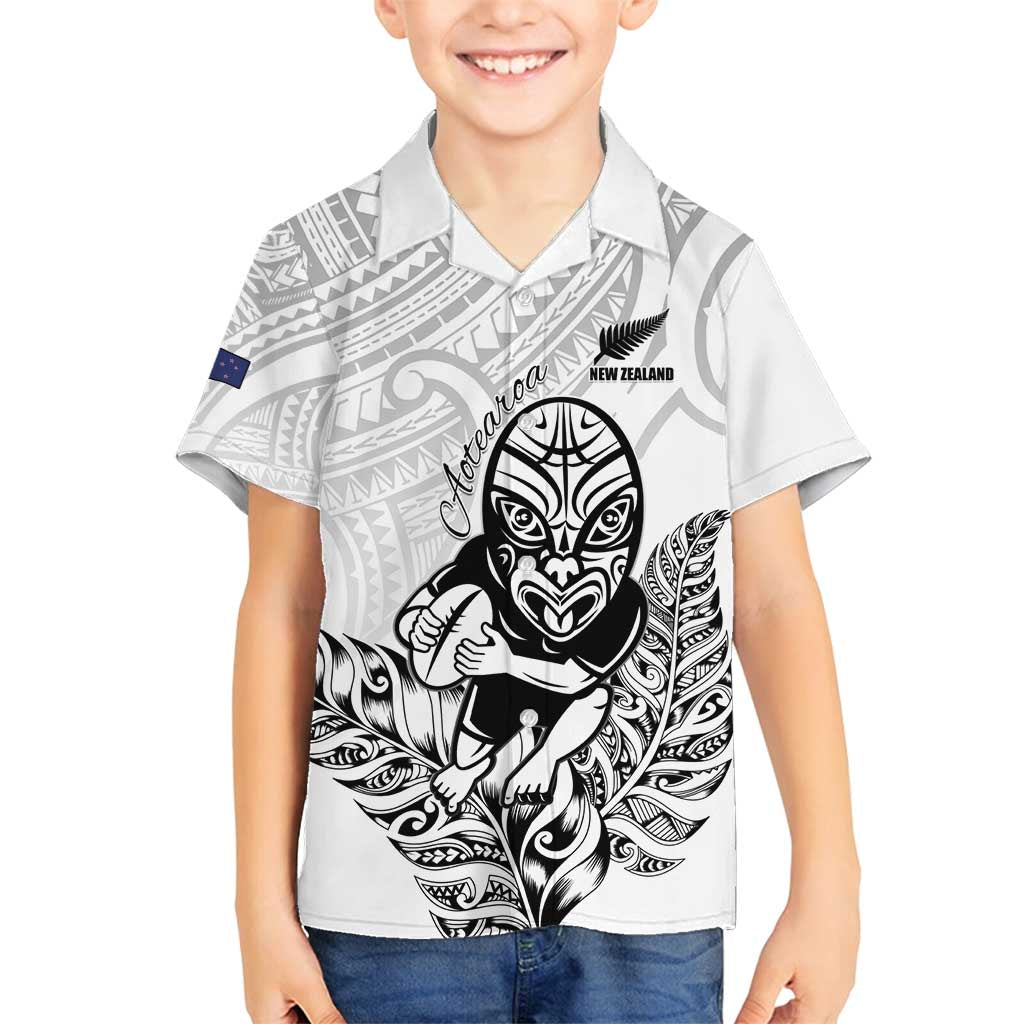 New Zealand Silver Fern Rugby Custom Family Matching Tank Maxi Dress and Hawaiian Shirt Maori Tiki White Version