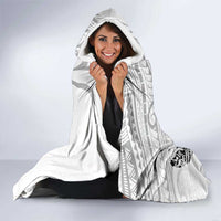 New Zealand Silver Fern Rugby Custom Hooded Blanket Maori Tiki White Version