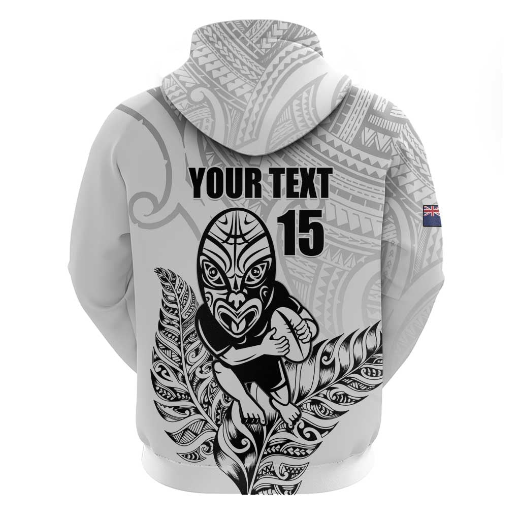 New Zealand Silver Fern Rugby Custom Hoodie Maori Tiki White Version