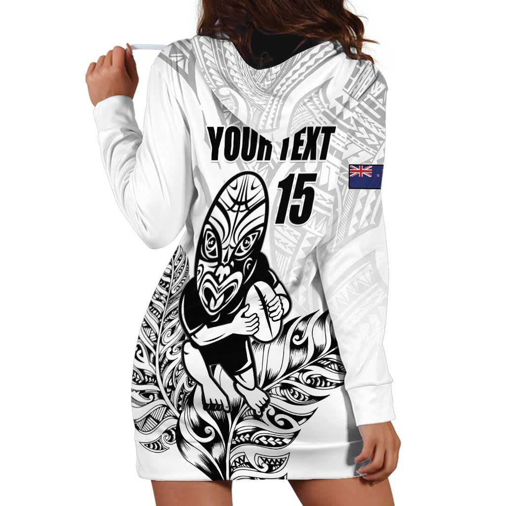New Zealand Silver Fern Rugby Custom Hoodie Dress Maori Tiki White Version