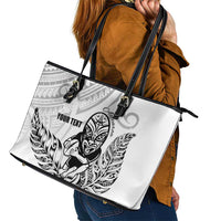 New Zealand Silver Fern Rugby Custom Leather Tote Bag Maori Tiki White Version