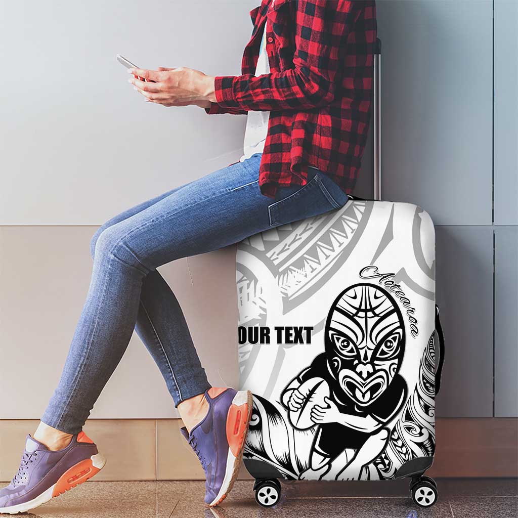 New Zealand Silver Fern Rugby Custom Luggage Cover Maori Tiki White Version